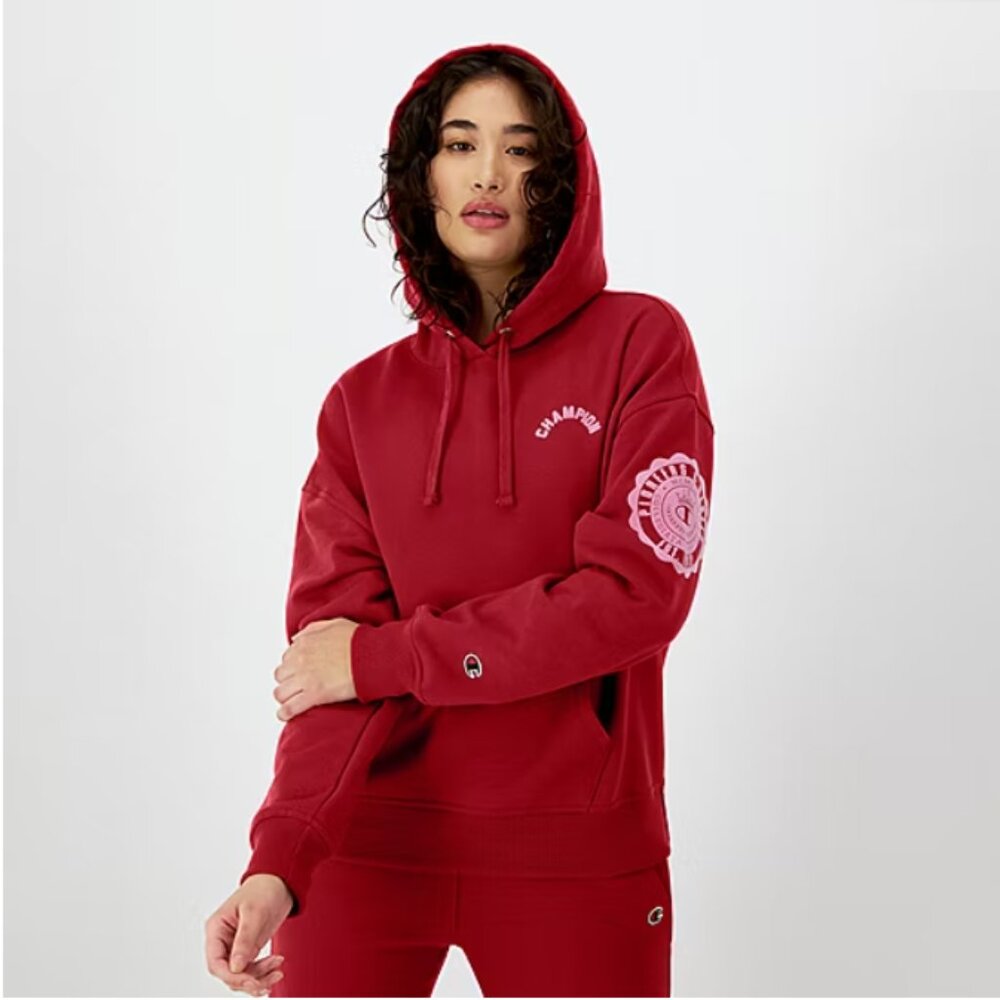 NWT Champion Women's Powerblend Fleece Pullover Hoodie Red Size L $60 8C94